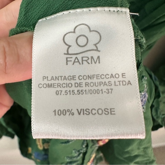 FARM RIO Jessalyn Embroidered Dress Green Floral Mini SZ L - Picture 5 of 7